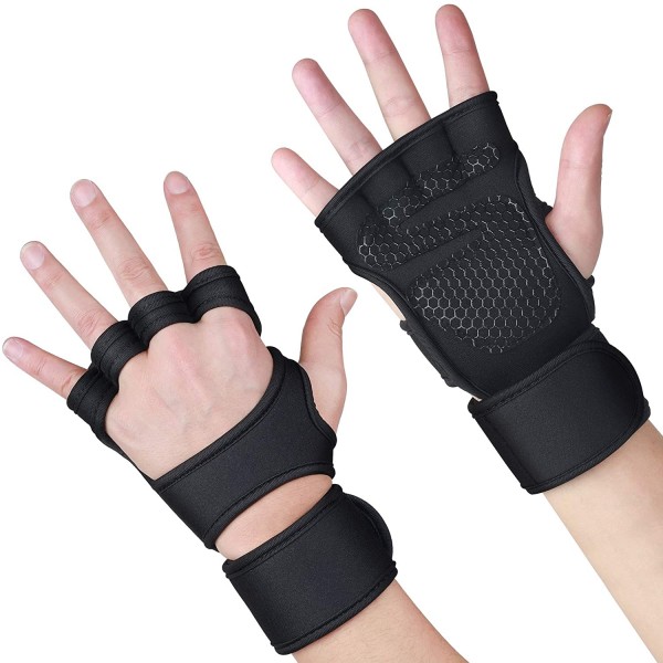 Gym Gloves Hand Palm Protector with Wrist Wrap Support Men Women Workout Bodybuilding Power Weight Lifting Gloves